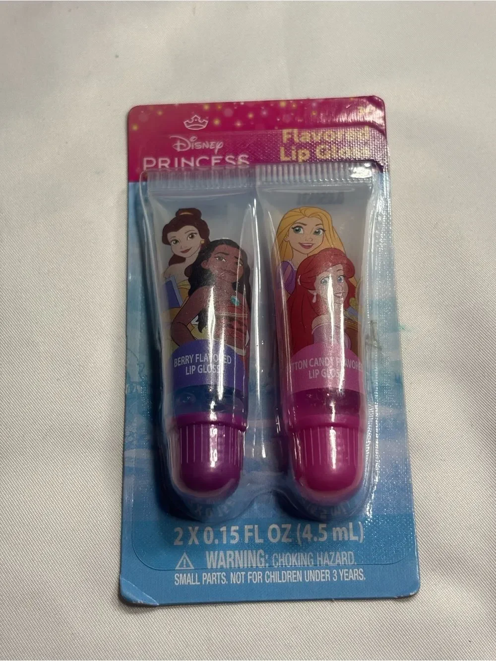 3 New Disney Princess Lip Gloss Set - Light Pink & Metallic Pink Packaging